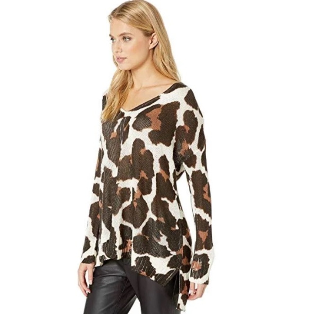 Show Me Your MuMu “Hug Me” animal print brown black ivory sweater Sz M EUC